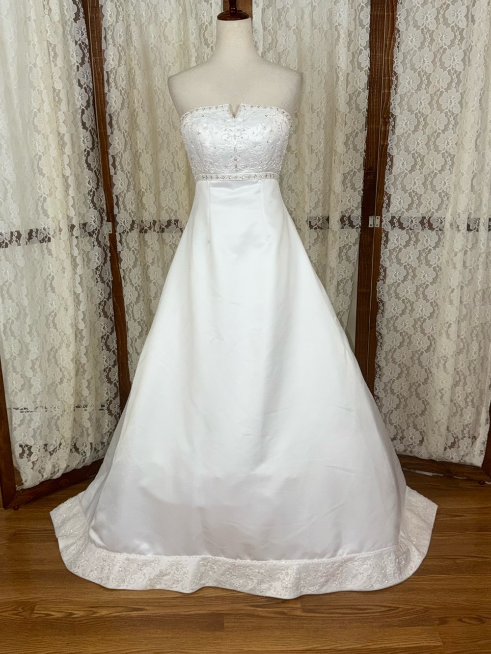 Beautiful Vintage 90s Mori Lee Strapless Satin Wedding Gown